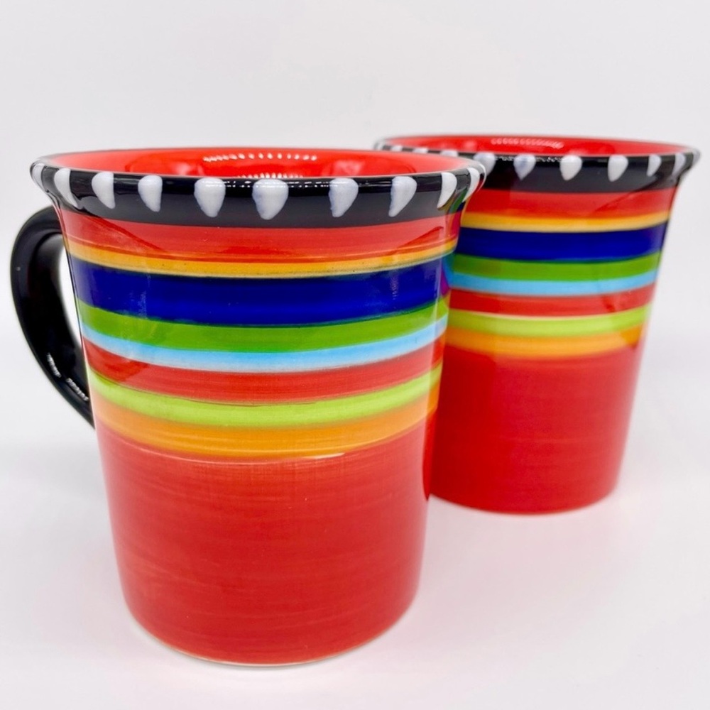 Gibson Elite Pueblo Springs Coffee Mugs  Discontinued Southwestern Set Of 2 Mint